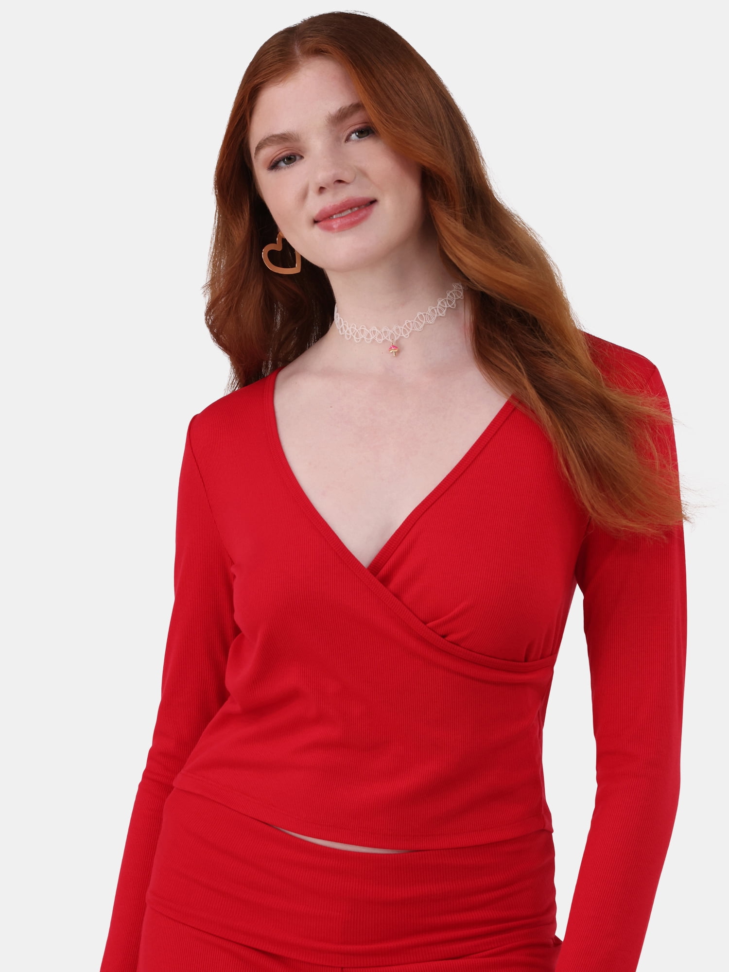 No Boundaries Ribbed Top and Flare Pants Pajama Set, 2-Piece, Women’s and Women’s Plus