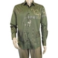 thumbnail image 2 of Men Sports Shirt by DE-NIKO Long Sleeves Fashion Print Soft Modal 2F008 Olive, 2 of 9