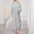 thumbnail image 5 of Junzan Silver Glitter Print Womens Pajama Sets,Long Sleeve Button Down For Women Pjs 2 Piece, 5 of 9