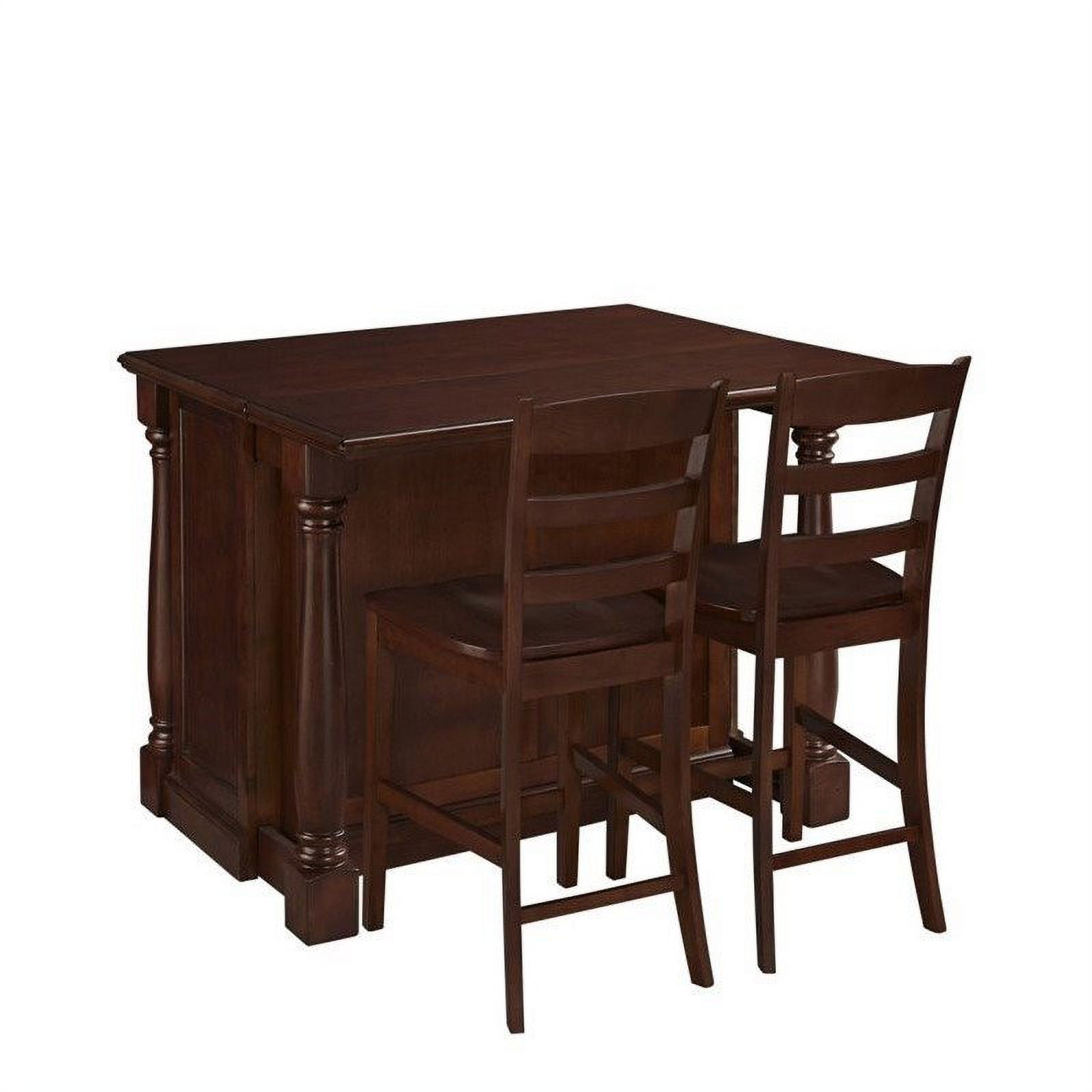 Kitchen Island with Two Stools in Cherry Finish - image 2 of 2