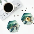 thumbnail image 4 of Naloa Watercolor Turtle1 Leather Coasters for Drinks, Durable Drink Coasters 4 Set for Tabletop Protection, Luxurious Home Décor and Housewarming Gift ( {designName})Hexagon, 4 of 6