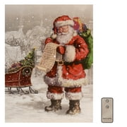 LumaBase Battery Operated LED Lighted Wall Art with Cool White Twinkling Lights and Remote Control- Santa