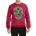 thumbnail image 2 of Day Of The Dead Calavera Skull Colorful Trippy | Mens Pop Culture Crewneck Graphic Sweatshirt, Vintage Heather Red, 2XL, 2 of 4