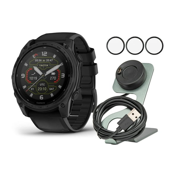 Garmin Tactix 8 51mm Sapphire Solar Elite Edition Smartwatch (Black) with Tempered Glass Screen Protector Film Bundle (13 Items)