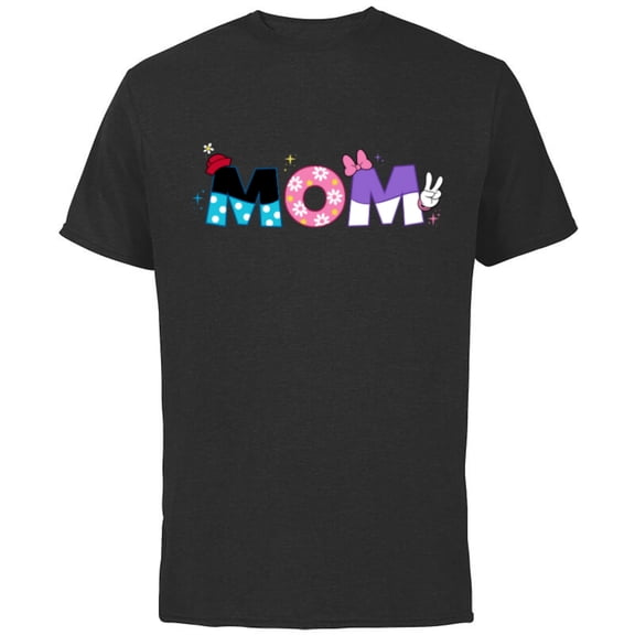 Disney Minnie Mouse and Daisy Duck Mom Mother’s Day Birthday - Short Sleeve Cotton T-Shirt for Adults - Customized-Black