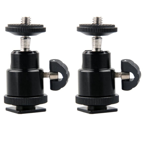 2X Aluminium Alloy Mini Ball Head 1/4 inch Mount with Flash Shoe for DSLR SLR DC Camera Mini DV Monitor Etc