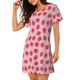 thumbnail image 2 of Fotbe Hand Drawn Strawberry Bata de Dormir para Mujer con Estampado, Camisón de Algodón de Manga Corta, Ropa de Dormir Casual, 2 of 6