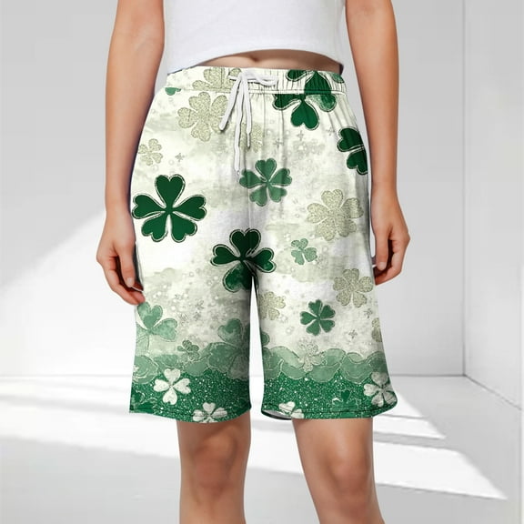 LEBONYARD Womens Summer Shorts Plus Size,Women's Fashionable Printed Casual Home Shorts with Elastic Waistband Drawstring and Side Pockets for Casual Wear Multicolor S
