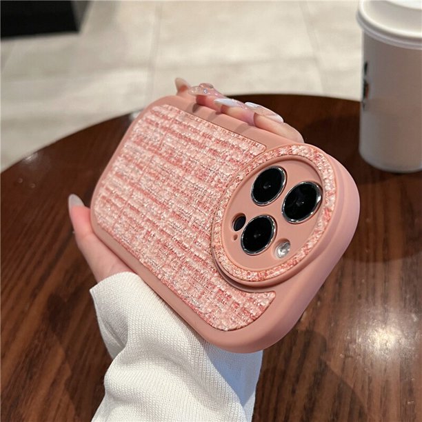 Funda de teléfono de tela peluda de felpa de invierno para iPhone 14, 11, 12, 13 Pro Max, XR, XS Max Plus, cubierta de celosía peluda estética suave a prueba de golpes Fivean unisex