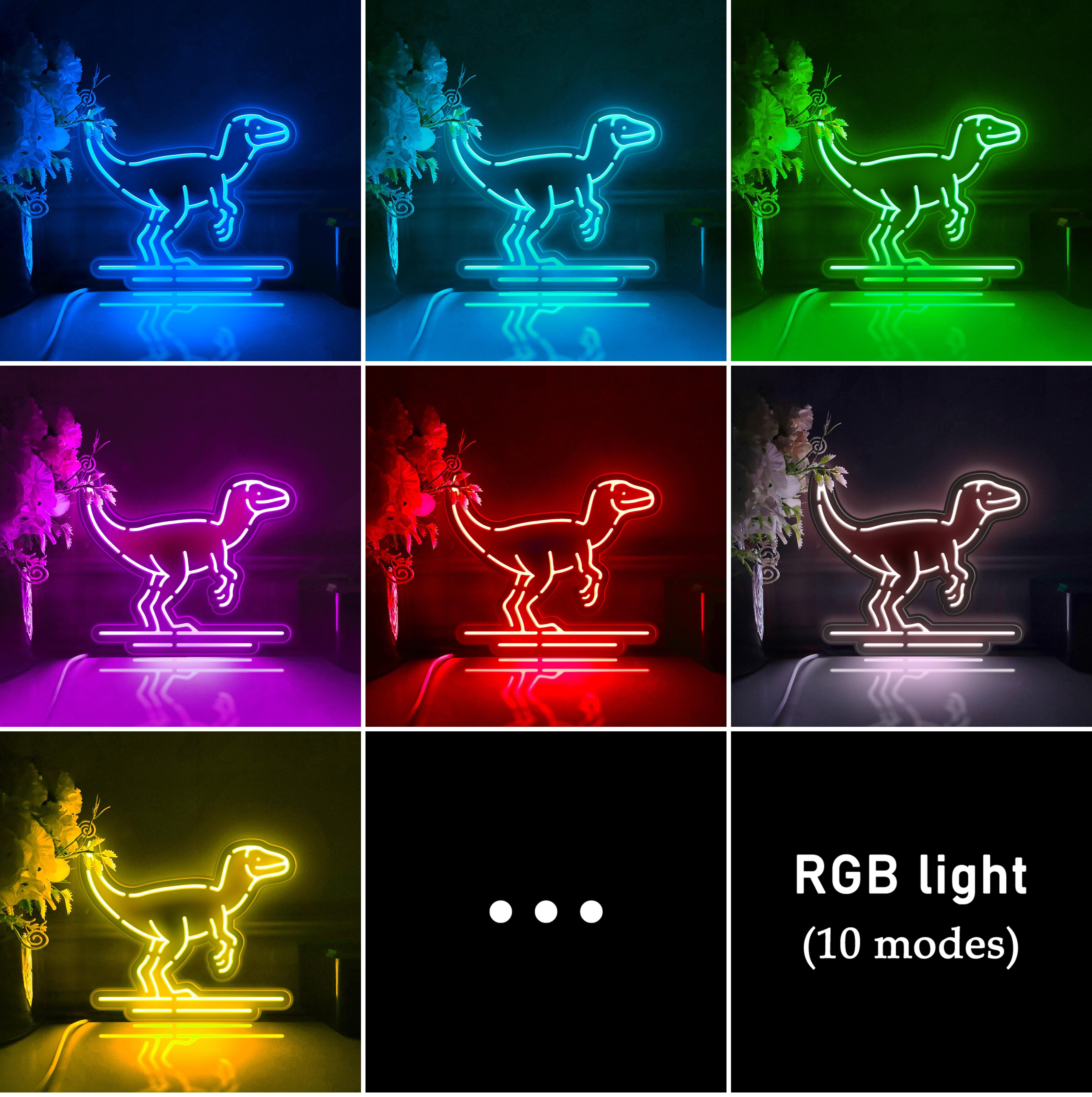 Dinosaur Led Light Box, Dimmable Neon-Like Light Signs USB Power for Wall Decor Bedroom Decoration, RGB Light (WxH) 8"x7"