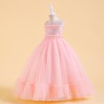 thumbnail image 3 of RXIRUCGD 2025 Vêtements d'Été pour Enfants Robe de Princesse Sans Manches Col Rond Couleur Unie Brodée Exquise Perles Robe de Soirée Robe de Banquet, 3 of 8