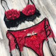 thumbnail image 5 of Gibobby Sujetador De Encaje Para Mujer Liguero con Medias y Tanga Lingerie Set de Dormir Mujer Lenceria Mujer Talla Grande Mujer Sexy Bralette y Tanga Pijamas en Pareja(Rojo, M), 5 of 5