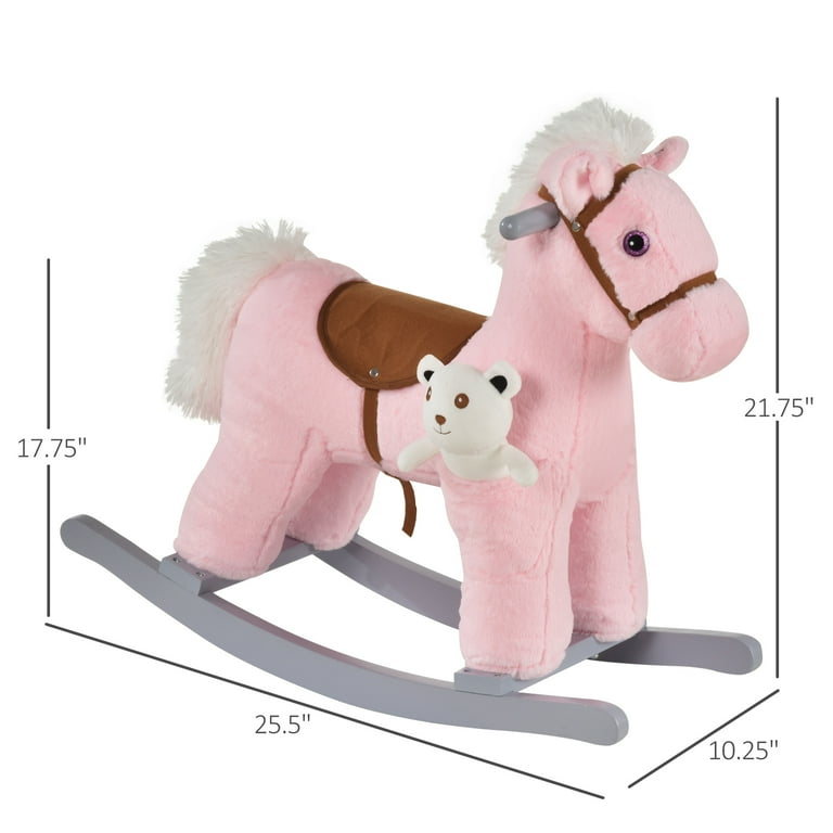 Qaba Kids Plush Ride On Rocking Horse with Bear Toy Children