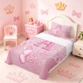 thumbnail image 3 of meiyoeat Pink Glitter Butterfly Monogrammed A Twin Sheet Sets for Girls, Sparkle Floral Initial Letter Bedding, 3-Piece, 1 Flat Sheet, 1 Fitted Sheet and 1 Pillowcase, 3 of 6