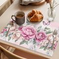 thumbnail image 3 of Pink Flower Placemats Set of 8, Butterfly Non-Slip Place Mats Washable Table Mats for Kitchen Dining Table Decorations Indoor/Outdoor, 3 of 9