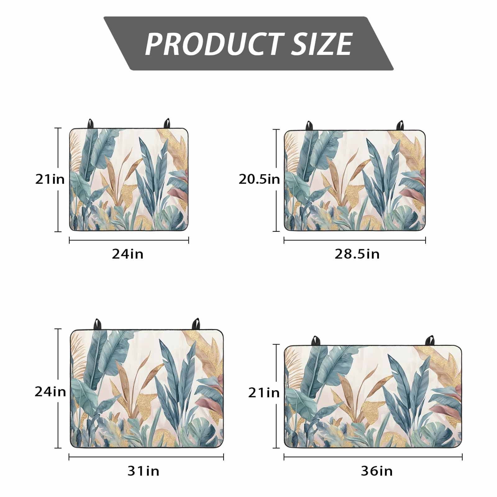 Green Yellow Tropical Leaves Stove Top Cover for Electric Stove, Heat-proof & Non Slip Glass Top Stove Cover Protector, Vintage Botanical Summer Kitchen Flat Cooktop Rubber Mat 24x21 Inches
