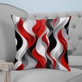 thumbnail image 4 of 26x26 Pillow Covers Set of 2, Red Black Grey Throw Pillow Covers Decorative Couch Cushion Case, Moire Modern Artwork Abstract Microfiber Square Pillowcases for Bedroom Car Living Room, 4 of 7