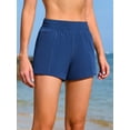 thumbnail image 6 of Women's Board Shorts Built-In Briefs Swim shorts with Pockets High Waisted Elastic Wideband Swimwear, 6 of 7