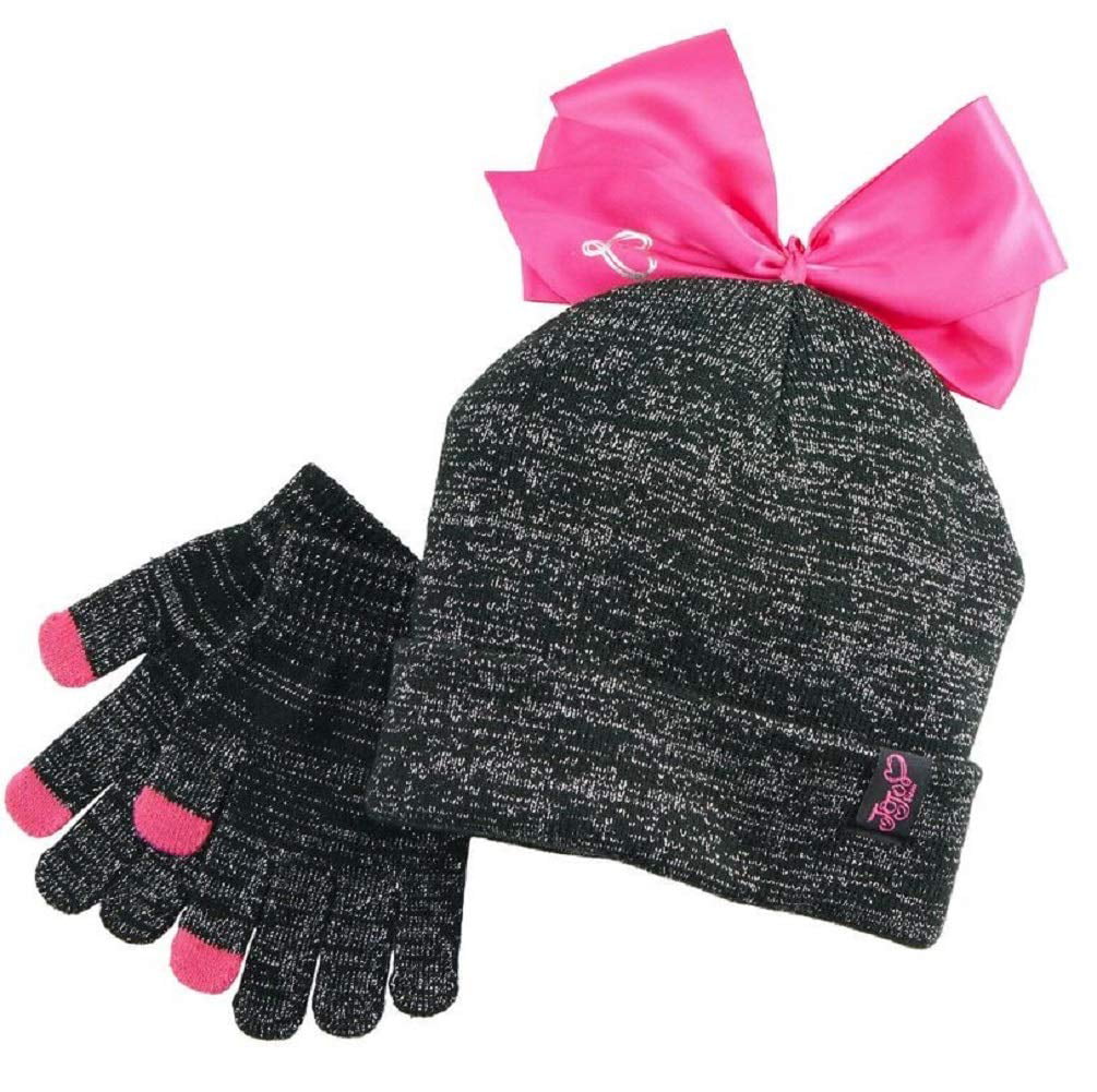 Pink Beanie with Black Ribbon Bow Childs Hat