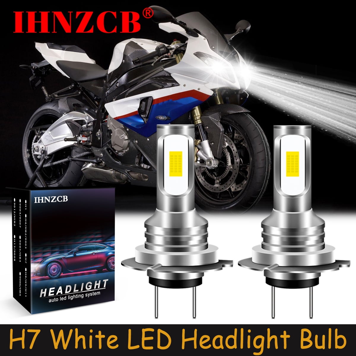 IHNZCB for Honda CBR600RR 20062019 CBR300 20152018 2pc H7 LED