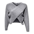 thumbnail image 4 of Gray Womens Sweaters Women'S Autumn and Winter Fasion Off The Shoulder Long Sleeve Sleeve One Word Collar Sweater Knitted Solid Color Fall Outfits for Women 2025, 4 of 4