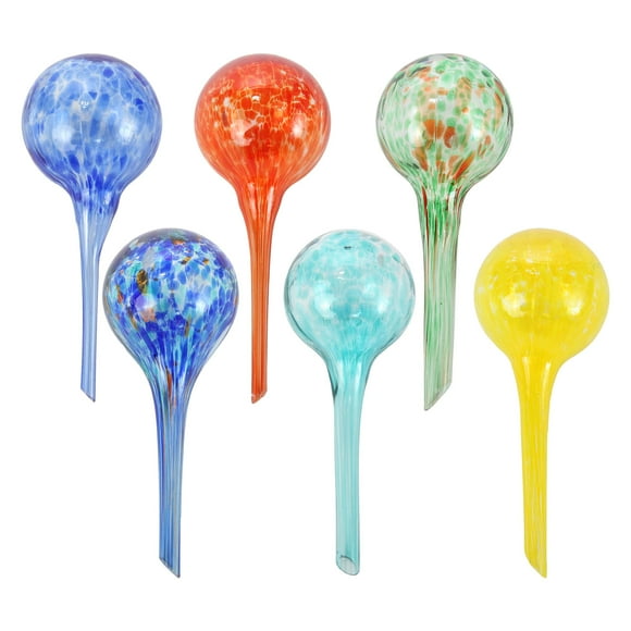 Trenton Gifts 6-Pack Plant Watering Globes - Self Watering Bulbs For Indoor Outdoor Plants - Hand-Blown Colorful Water Globes - Aqua Globes For Plants - Measures 6 L X 25 D 150Ml