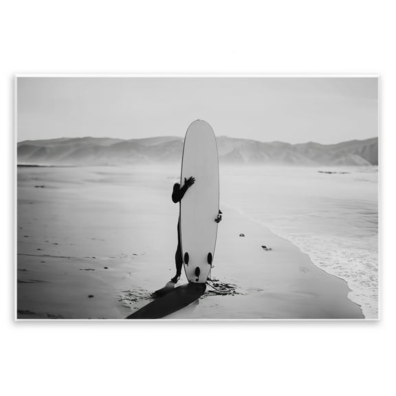 Stupell Industries Hiding with Surfboard Sports Photography Unframed Art Print Wall Art, 15 x 10