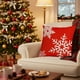 thumbnail image 1 of Funda de almohada navideña | Cojín de sofá de lino | Decoración festiva en rojo y blanco (45 x 45 cm) | Diseño de copos de nieve y adornos navideños para decoración de temporada, 1 of 6