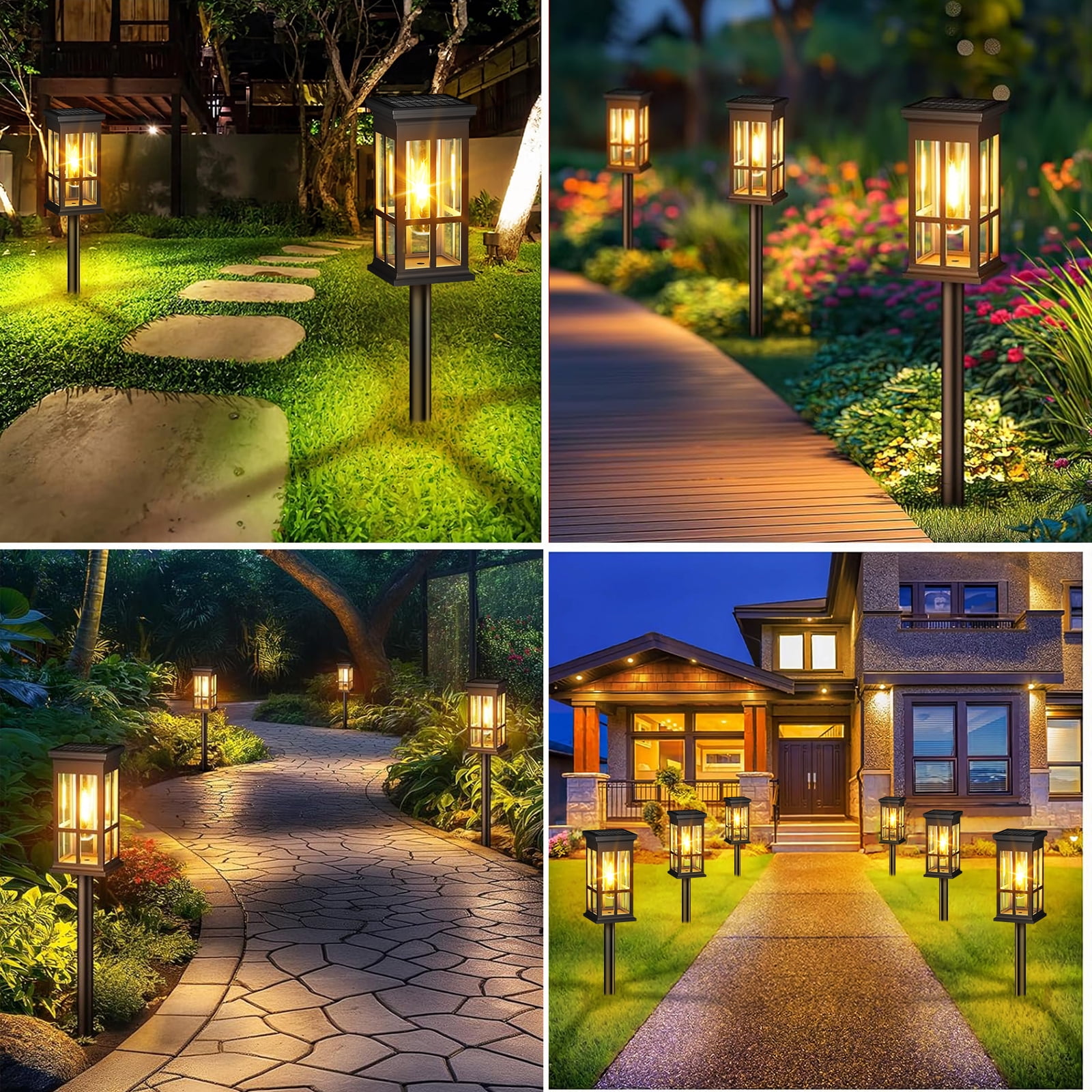 NATUBEAU 4-Pack Solar Pathway Lights Outside Lights for Yard, Lighting for Garden Walkway, Warm White