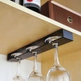 thumbnail image 3 of DODAMOUR 2 Pack Wine Glass Holder Under Cabinet, Wine Glass Hanging Rack, Stemware Storage Rack Wine Glass Hanger for Kitchen, Bar (Black), 3 of 6