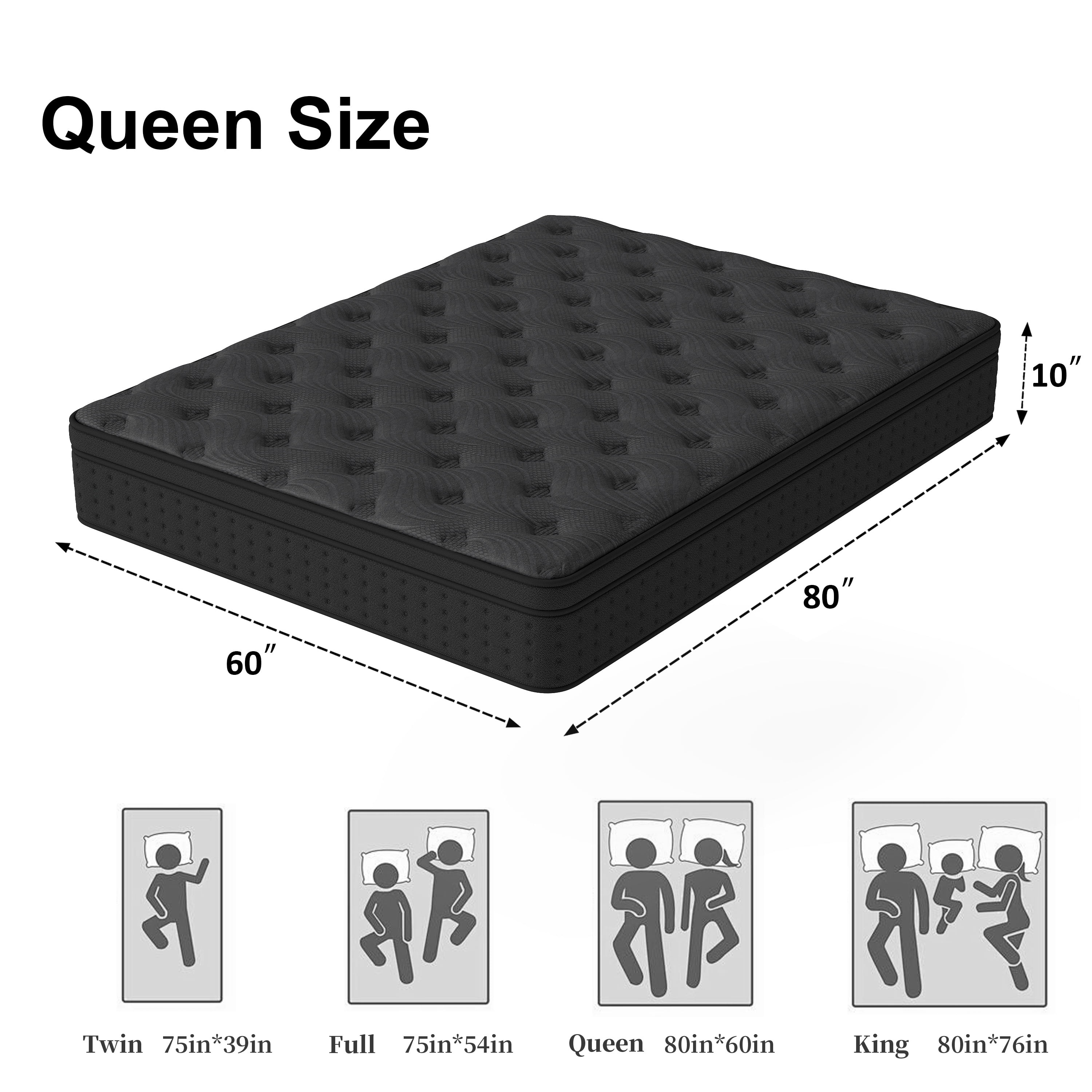 Zekbip 10 inch Queen Mattress in a Box, Hybrid Gel Memory Foam with Individually Wrapped Pocket Coils, Medium Firm, Pressure Relief, Cooling Sleep Support for Adult