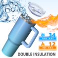 thumbnail image 5 of 40oz Tumbler with Handle and Straw, Vacuum Insulated Stainless Steel Travel Mug, Fits Car Cup Holder, Gradient Print, 5 of 6