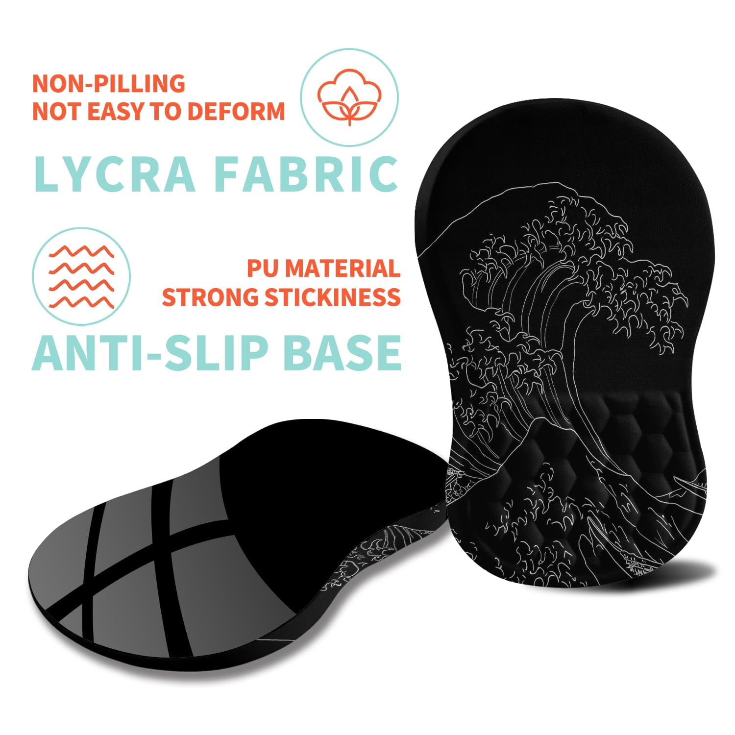 Mouse Pad Wrist Support With Memory Foam Massage Bulge  Carpal Tunnel Mousepad Rest For Mouse(12x8 Inch Sea Wave)