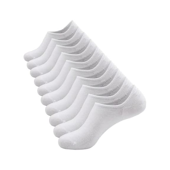 Eryueer 10Pairs No Show Socks Women Men Cotton Socks Non Slip Low Cut Socks flat liner socks Black White