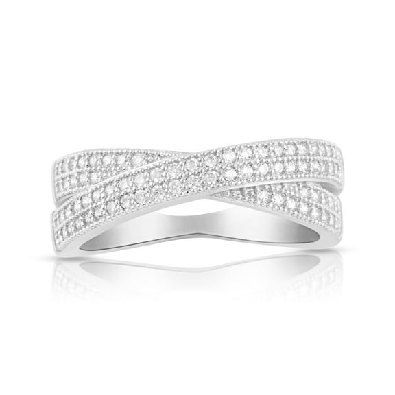 Sterling Silver Cz CrissCross X Ring for Women and Teens - Size 4