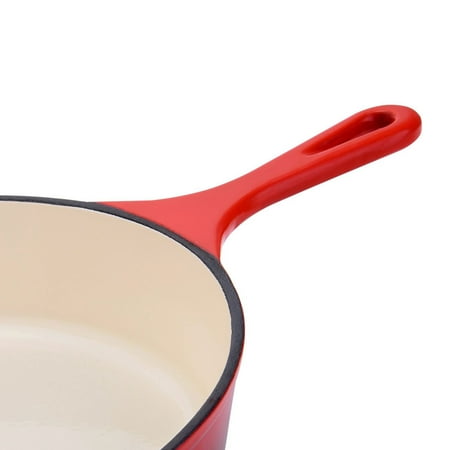 Hamilton Beach 12 Inch Enameled Coated Solid Cast Iron Frying Pan Skillet, Red