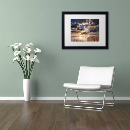 Trademark Fine Art 'Kauai Beach Sunrise' Canvas Art by Pierre Leclerc, White Matte, Black Frame