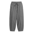 thumbnail image 5 of Cagogo Women Plus Size Harem Elastic Waist Flowy Long Lounge Pants with Pockets Casual Beach Vacation Loose Wide Leg Trousers Summer Travel Clothing, Gray S, 5 of 8
