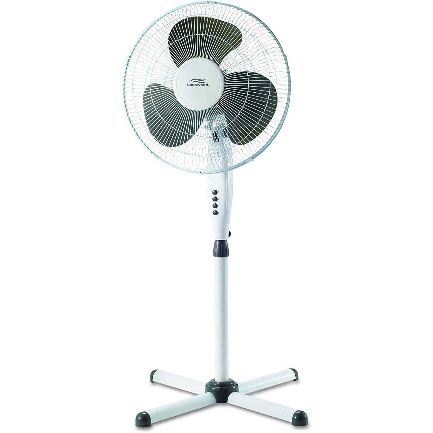 Lakewood 16" ThreeSpeed Oscillating Pedestal Fan, White