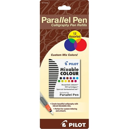 Pilot Parallel Pen Ink - Refills for Calligraphy Pens - Assorted Colors - 12 Cartridges per Pack -