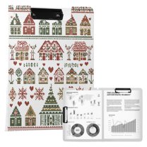 FORMRS A4 Clipboard Folder with Pen Holder Horizontal Foldable School Office Binder, Green Nordic Christmas House