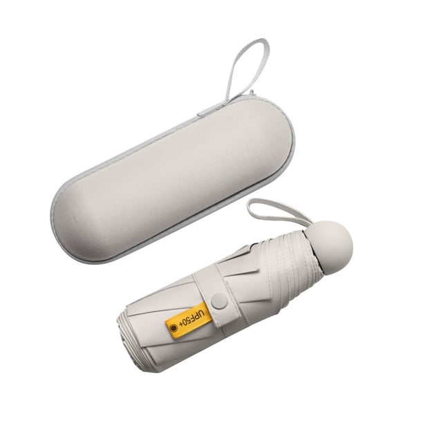 Sombrilla de viaje plegable, ligera, pequeña, plegable, duradera, con 8 varillas, 5 Beige