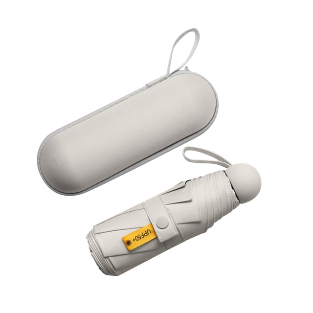 Sombrilla de viaje plegable, ligera, pequeña, plegable, duradera, con 8 varillas, 5 Beige