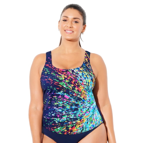 Swimsuits for All Women's Chlorine Resistant Classic Scoop Neck Tankini Top
