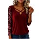 thumbnail image 2 of Xuyuer Women's Sequined Patchwork Long Sleeve V-Neck Top, Glamorous Evening Blouse for Parties, Holiday Events and Special Occasion Statement Outfits, 2 of 8