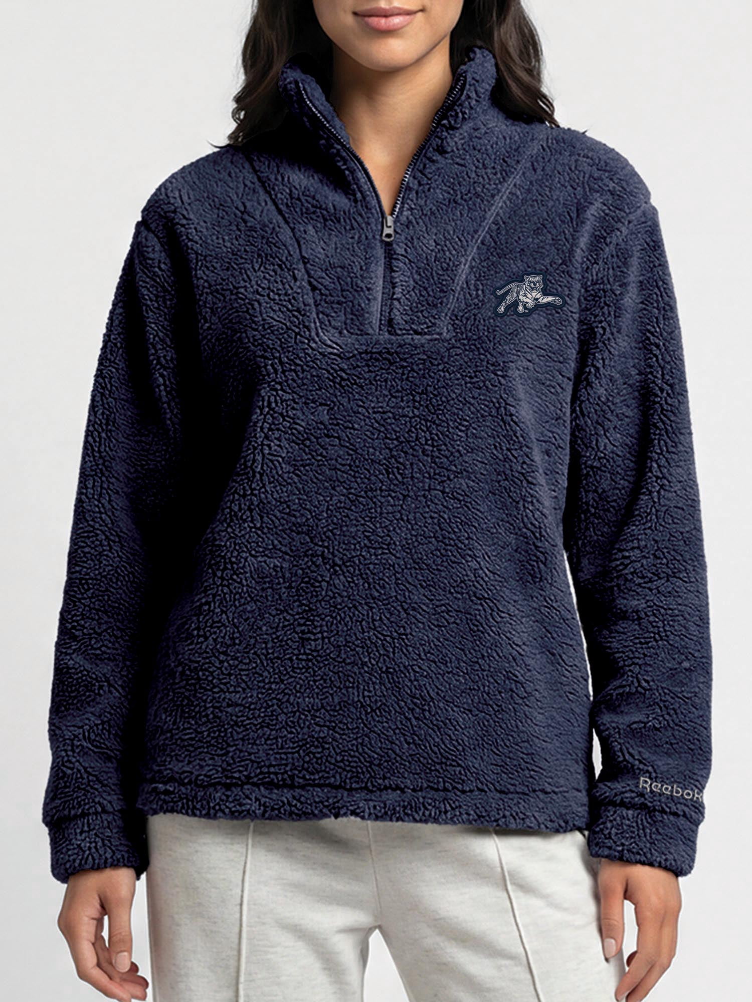 Jackson State Tigers Reebok Womens Relaxed Fit Qtr Zip Sherpa Pullover
