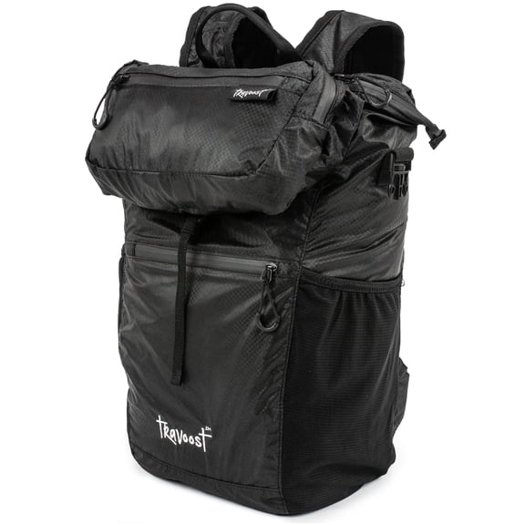 Travoost Ultima 22 Multipurpose Foldable Backpack with Detachable Hip Pack Black