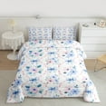 thumbnail image 2 of Manfei Dreamy Blue Bowknot Queen Comforter Set, Vintage Rustic Flower Bedding Comforter Set, Teens Kids Child Reversible Bedding Set, Breathable Home Decor, 3pcs, 2 of 8