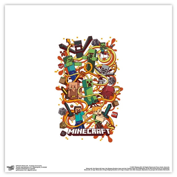 Gallery Pops Minecraft - Funtage Overworld Wall Art, Unframed Version, 12" x 12"