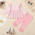 thumbnail image 4 of 18 Months Baby Girls Clothes 24 Months Girls 2PCS Outfits Set Toddler Girls Long Sleeve Stripe Top Pants Set Pink, 4 of 10